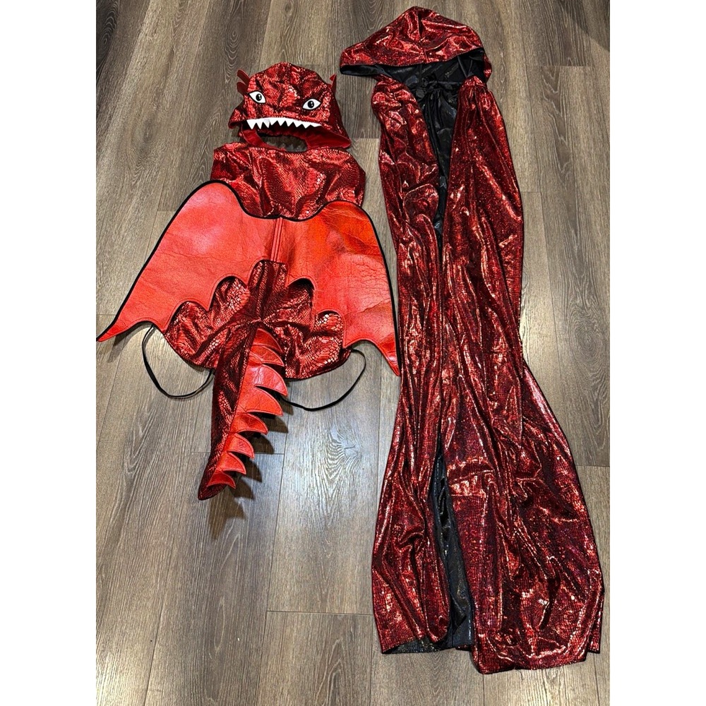 Thrills & Chills Dragon Hooded Cape Costume XXL Red Polyester Halloween Cosplay